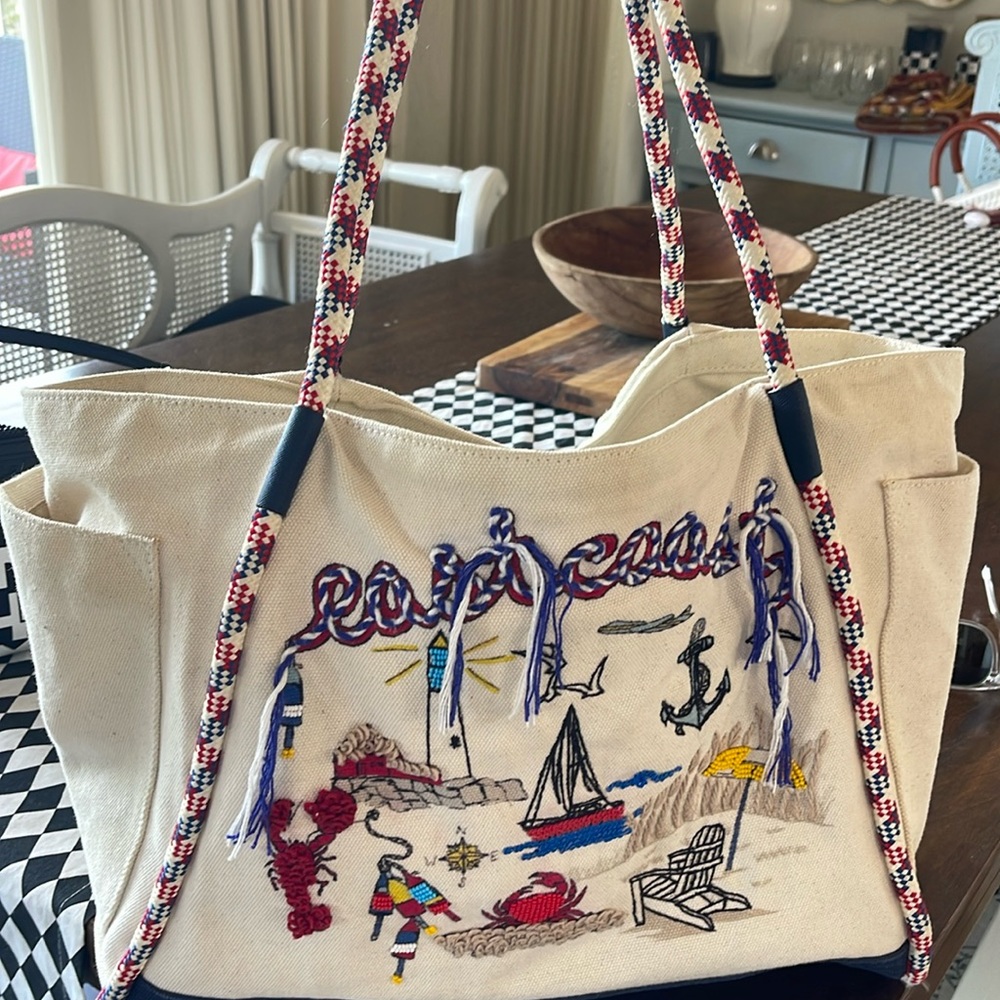 Authentic Tory Burch East Coast canvas bag. Zipper top